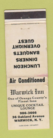Matchbook Cover - Warwick Inn Warwick NY WORN