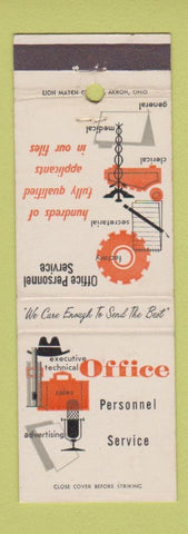 Matchbook Cover - Executive Office Temp Employment Akron Toledo OH