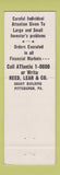 Matchbook Cover - Reed Lear Investments Securities Pittsburgh PA