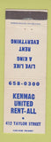 Matchbook Cover - Kenmac United Rentals