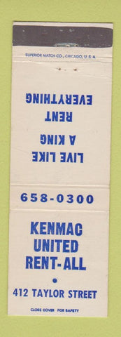 Matchbook Cover - Kenmac United Rentals