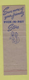 Matchbook Cover - Pick n Pay Grocery
