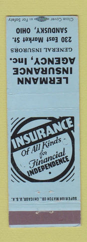 Matchbook Cover - Lermann Insurance Agency Sandusky OH