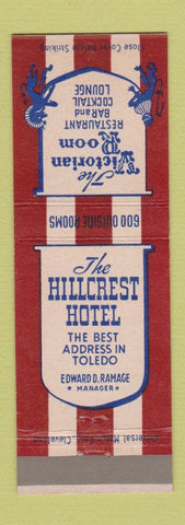 Matchbook Cover - Hillcrest Hotel Toledo OH Victorian Room