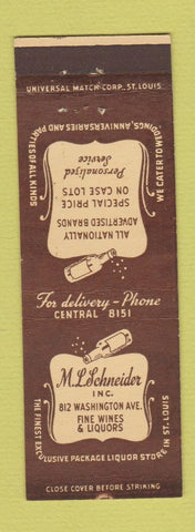 Matchbook Cover - ML Schneider Liquors St Louis MO
