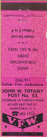 Matchbook Cover - Matchbook Cover VFW Jamestown NY pink