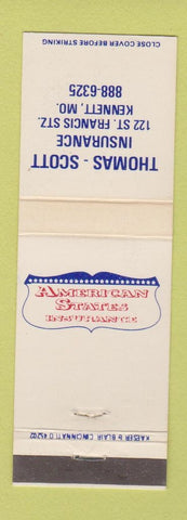 Matchbook Cover - Thomas Scott Insurance Kennett MO