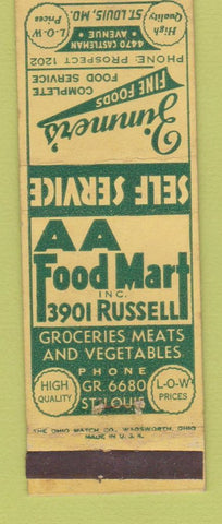 Matchbook Cover - Zimmer's Fine Foods St Louis MO AA Food Mart Grocery