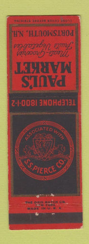 Matchbook Cover - Paul's Market Grocery Portsmouth NH SS Pierce