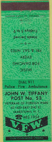 Matchbook Cover - Matchbook Cover VFW Jamestown NY green