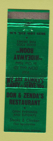 Matchbook Cover - Don & Denda's Restaurant