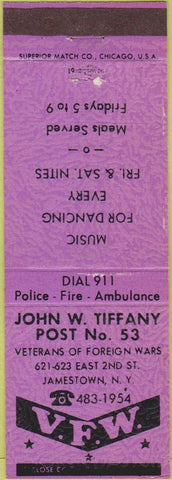Matchbook Cover - Matchbook Cover VFW Jamestown NY purple