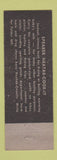 Matchbook Cover - Speaker Heat Tabs Cooking Milwaukee WI