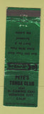 Matchbook Cover - Pete's Tonga Club Redwood City CA WORN
