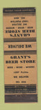 Matchbook Cover - Grant's Beer Store  WEAR