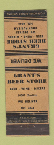 Matchbook Cover - Grant's Beer Store  WEAR