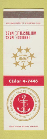 Matchbook Cover - Blackstone Valley National Bank Uxbridge Whitinsville MA