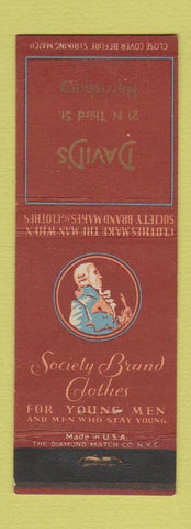 Matchbook Cover - Society Brand Men's Clothes David's Harrisburg PA WEAR