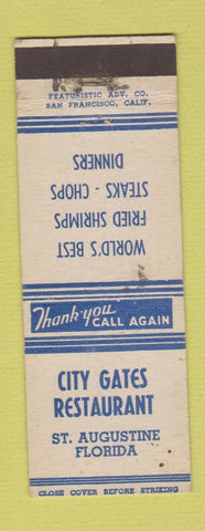 Matchbook Cover - City Gates Restaurant St Augustine FL WEAR