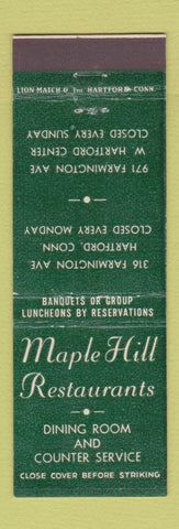 Matchbook Cover - Maple Hill Restaurants Hartford CT
