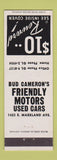 Matchbook Cover - Bud Cameron's Used Cars