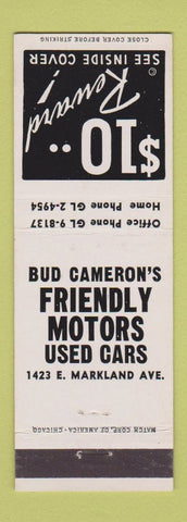 Matchbook Cover - Bud Cameron's Used Cars