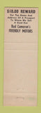 Matchbook Cover - Bud Cameron's Used Cars