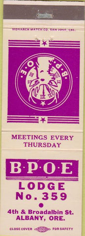Matchbook Cover - Matchbook Cover Elks Club Albany OR