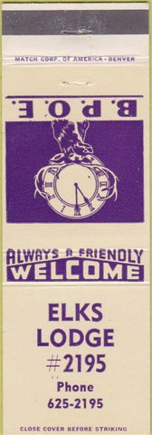 Matchbook Cover - Matchbook Cover Elks Club Rifle CO