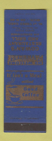 Matchbook Cover - Cowan's Restaurant Grill Three Oaks MI