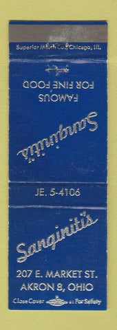 Matchbook Cover - Sanginiti's Restaurant Akron OH