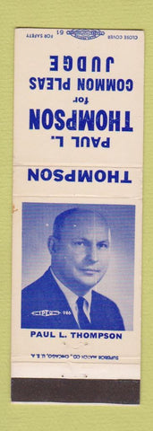 Matchbook Cover - Paul Thompson Common Pleas Judge Columbus OH