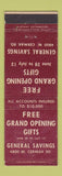 Matchbook Cover - General Savings Chicago IL Grand Opeining