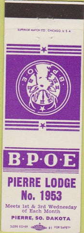 Matchbook Cover - Matchbook Cover Elks Club Pierre SD