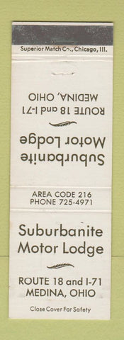 Matchbook Cover - Suburbanite Motor Lodge Medina OH