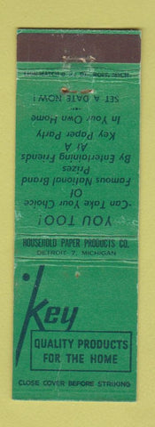 Matchbook Cover - Key Home Products Paper Detroit MI