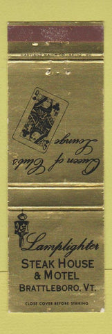Matchbook Cover - Lamplighter Steak House Motel Brattleboro VT