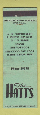 Matchbook Cover - The Hatt's Restaurant Horsehead Elmira NY