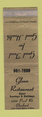 Matchbook Cover - Glenn Restaurant Clevealnd OH WEAR