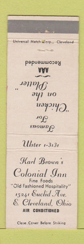Matchbook Cover - Karl Brown's Colonial Inn Cleveland OH