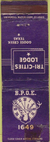 Matchbook Cover - Matchbook Cover Elks Club Goose Creek TX WORN