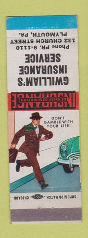 Matchbook Cover - G William's Insurance Plymouth PA WEAR