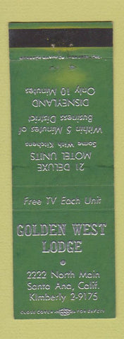 Matchbook Cover - Golden West Lodge Santa Ana CA WEAR