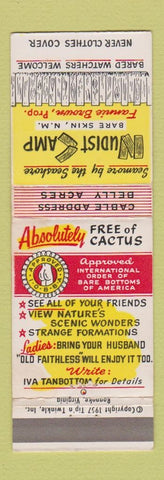 Matchbook Cover - Nudist Camp Bare Skin NM Joke Gag WEAR