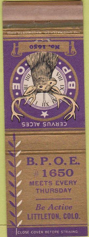 Matchbook Cover - Matchbook Cover Elks Club Littleton CO