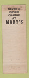 Matchbook Cover - Mary's Restaurant Kansas City MO