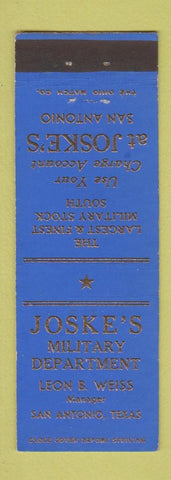 Matchbook Cover - Joske's Military Store San Antonio TX