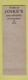 Matchbook Cover - Joske's Military Store San Antonio TX