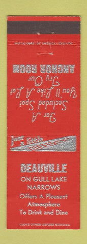 Matchbook Cover - Deauville Anchor Room Gull Lake Narrows WEAR