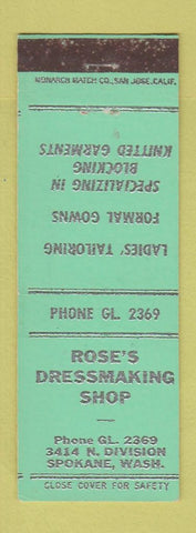 Matchbook Cover - Rose's Dress Shop Spokane WA women's clothes